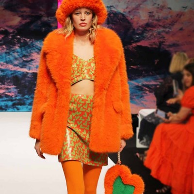 Шуба Jayley міді помаранч (ЗАМОВЛЕННЯ)
