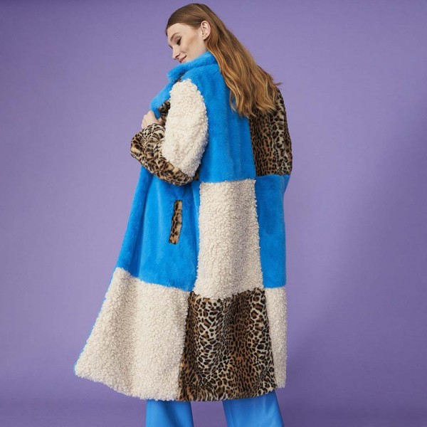 Екошуба Jayley бірюзово-леопардова (ЗАМОВЛЕННЯ) 