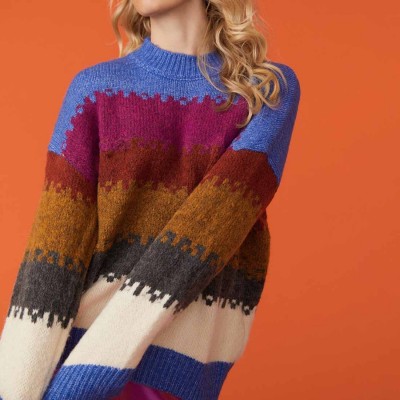 Джемпер Jayley у смуги з декоративним стібком