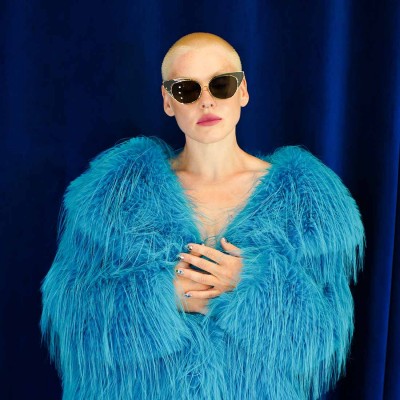 Шуба Jayley бірюзова "Монгольське хутро"