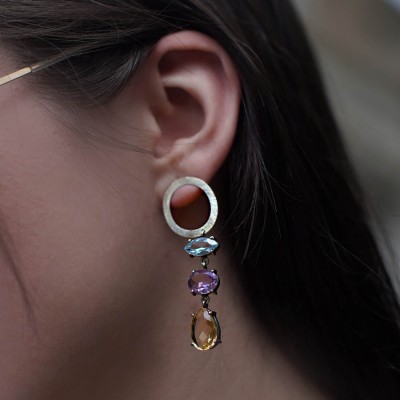 Сережки Vido Jewels 'Lunaria' (топаз, Amethyst Citrine 