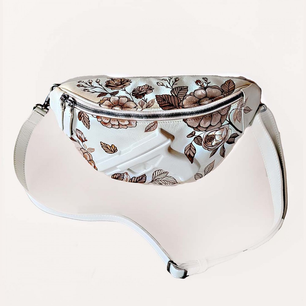 Поясна сумка Vlieger & Vandam із пістолетом off white із кастомним дизайном Guns N' Roses